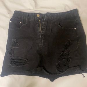 Black jean mini skirt